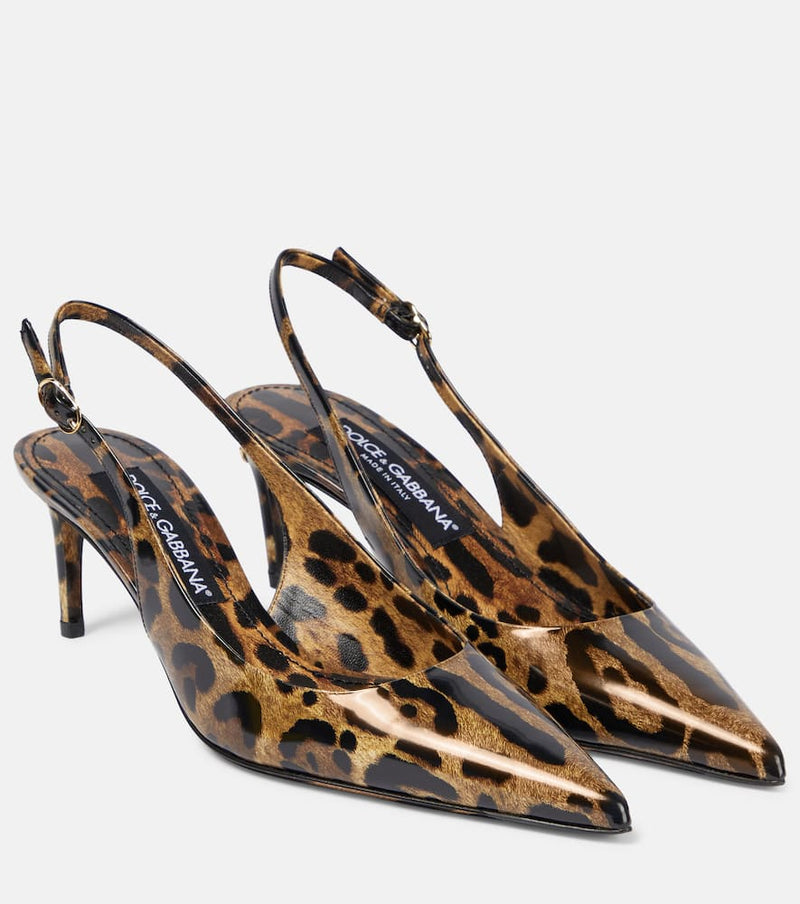 Dolce & Gabbana Lollo printed leather slingback pumps