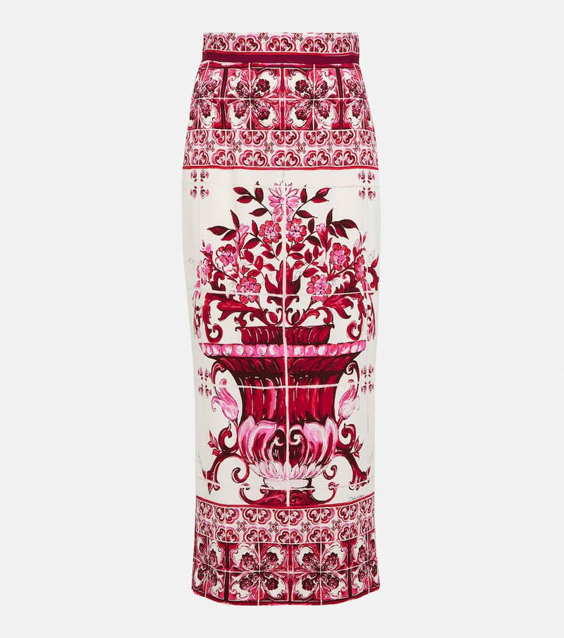 Dolce & Gabbana Majolica silk-blend midi skirt