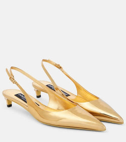 Dolce & Gabbana Metallic patent leather slingback pumps | LYBSTORE