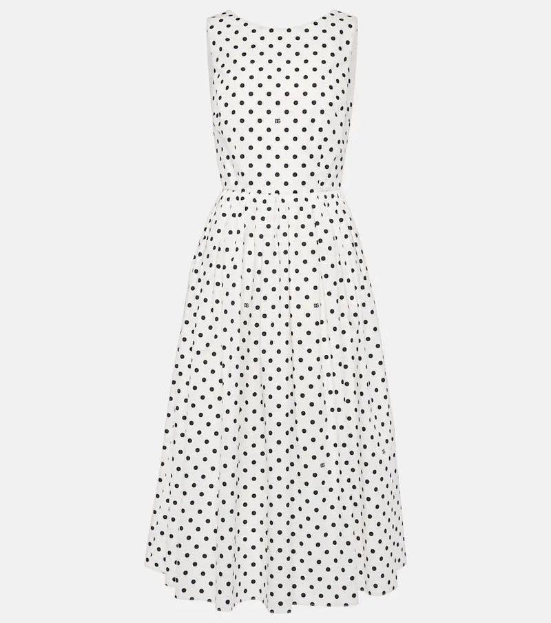 Dolce & Gabbana Polka-dot cotton poplin midi dress