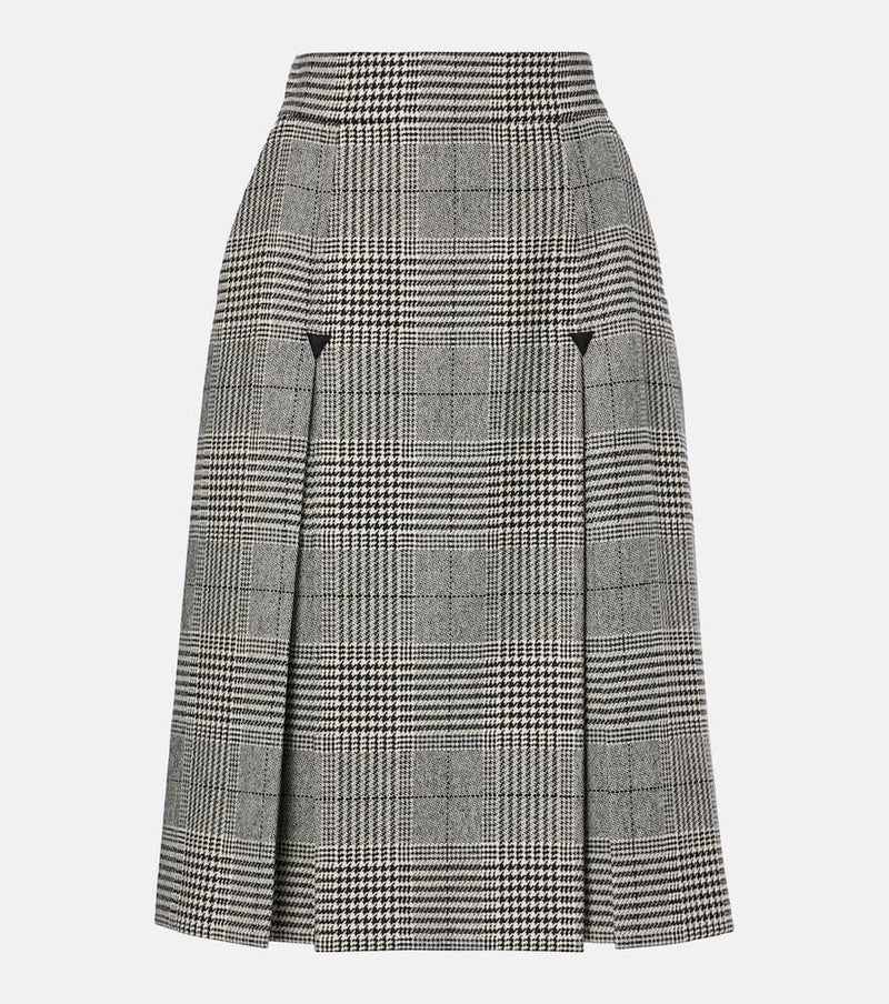 Dolce & Gabbana Prince of Wales check wool-blend midi skirt