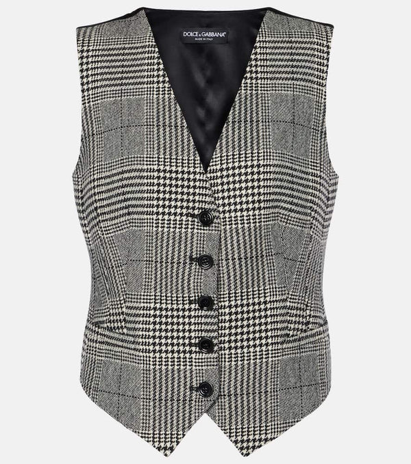 Dolce & Gabbana Prince of Wales check wool-blend vest | LYBSTORE