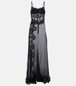 Dolce & Gabbana Silk-blend chiffon and lace corset dress