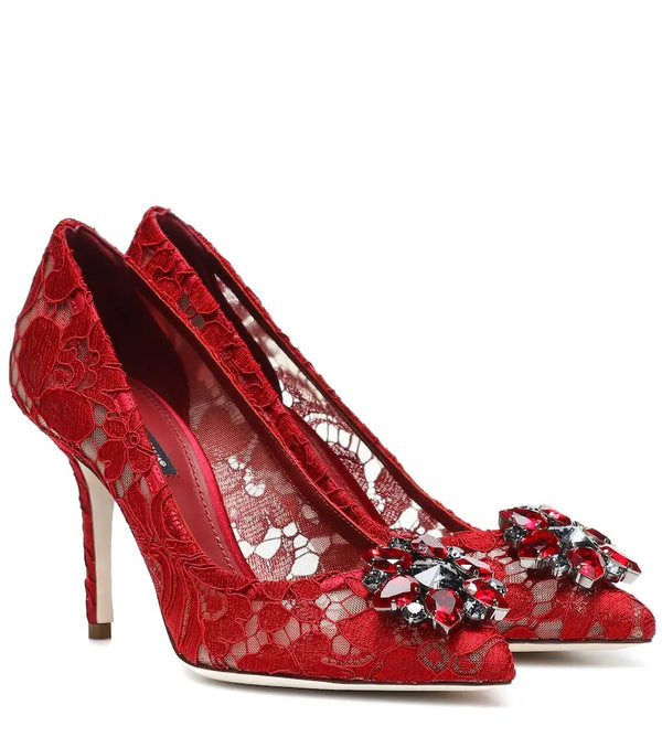 Dolce & Gabbana Bellucci embellished lace pumps | LYBSTORE