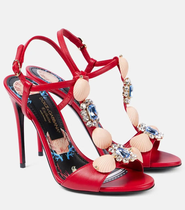 Dolce & Gabbana Capri embellished leather sandals | LYBSTORE