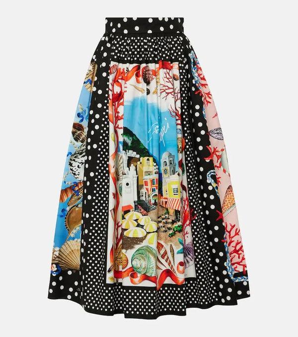 Dolce & Gabbana Capri printed cotton midi skirt | LYBSTORE