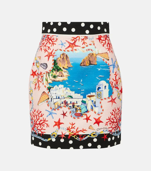 Dolce & Gabbana Capri printed cotton miniskirt | LYBSTORE