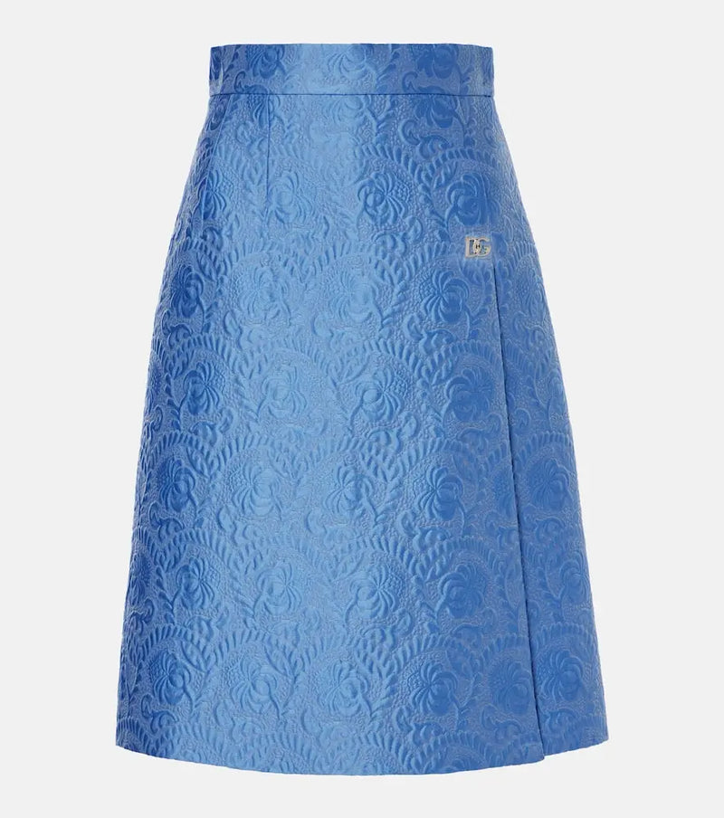 Dolce & Gabbana Cotton and silk-blend jacquard midi skirt | LYBSTORE