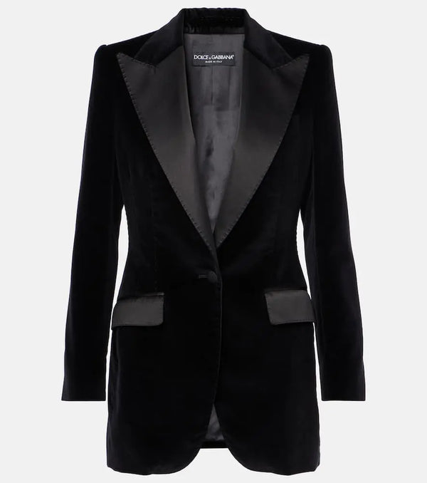 Dolce & Gabbana Cotton and silk-blend velvet tuxedo jacket