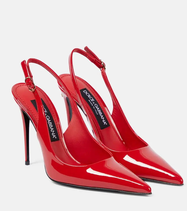 Dolce & Gabbana DG patent leather slingback pumps