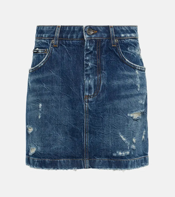 Dolce & Gabbana Distressed denim miniskirt | LYBSTORE