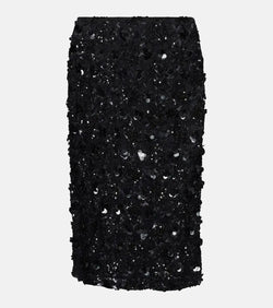 Dolce & Gabbana Floral-appliqué sequined pencil skirt | LYBSTORE