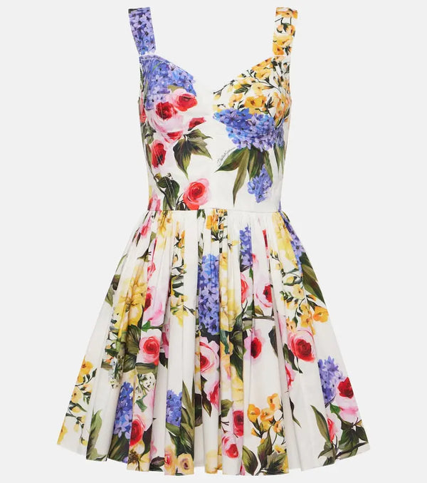 Dolce & Gabbana Floral cotton-blend corset dress | LYBSTORE