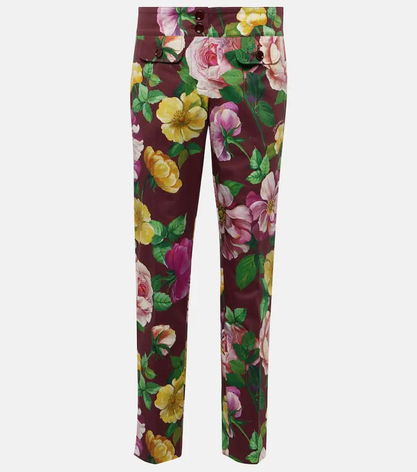 Dolce & Gabbana Floral low-rise cotton-blend pants | LYBSTORE