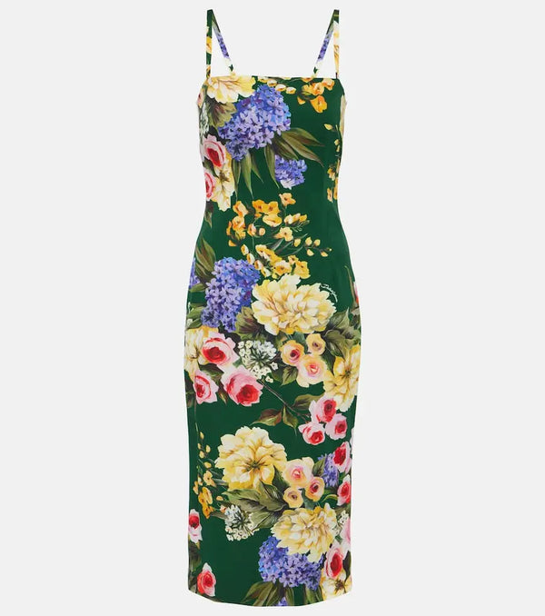 Dolce & Gabbana Floral silk-blend cady midi dress | LYBSTORE