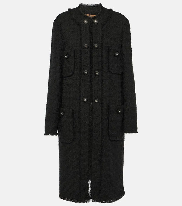 Dolce & Gabbana Fringed wool-blend tweed coat | LYBSTORE