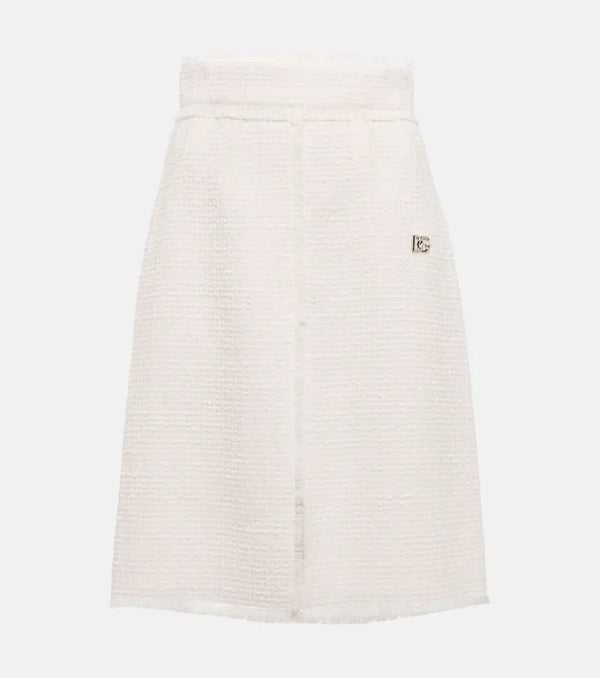 Dolce & Gabbana High-rise tweed midi skirt | LYBSTORE