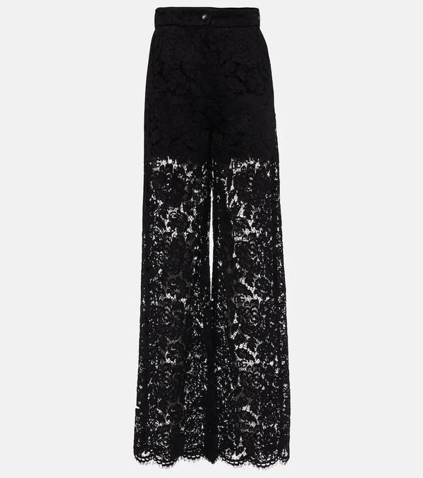 Dolce & Gabbana High-rise wide-leg lace pants