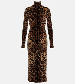 Dolce & Gabbana Jacquard leopard-print midi dress | LYBSTORE