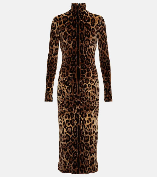 Dolce & Gabbana Jacquard leopard-print midi dress | LYBSTORE