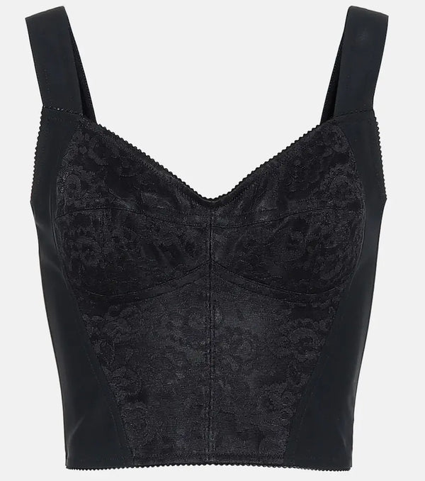 Dolce & Gabbana Lace-trimmed jacquard bustier | LYBSTORE