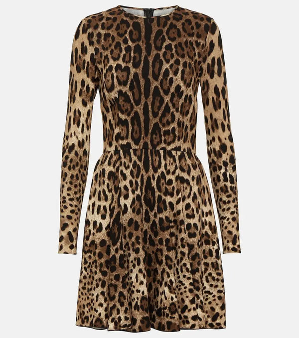 Dolce & Gabbana Leopard-print jersey minidress | LYBSTORE