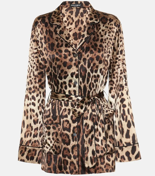 Dolce & Gabbana Leopard-print stretch-silk satin top | LYBSTORE