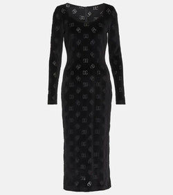 Dolce & Gabbana Logo velvet midi dress | LYBSTORE