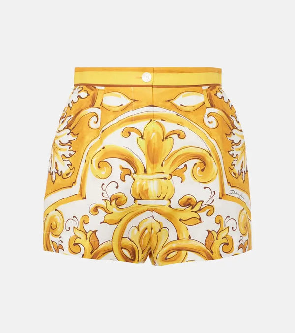 Dolce & Gabbana Majolica high-rise cotton shorts | LYBSTORE