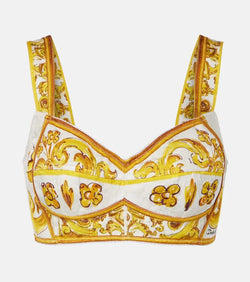 Dolce & Gabbana Majolica poplin crop top | LYBSTORE