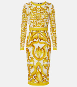 Dolce & Gabbana Majolica silk-blend charmeuse midi dress | LYBSTORE