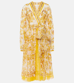 Dolce & Gabbana Majolica silk chiffon midi dress | LYBSTORE