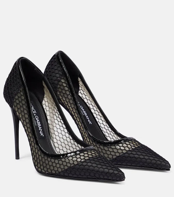 Dolce & Gabbana Mesh-trimmed leather pumps | LYBSTORE