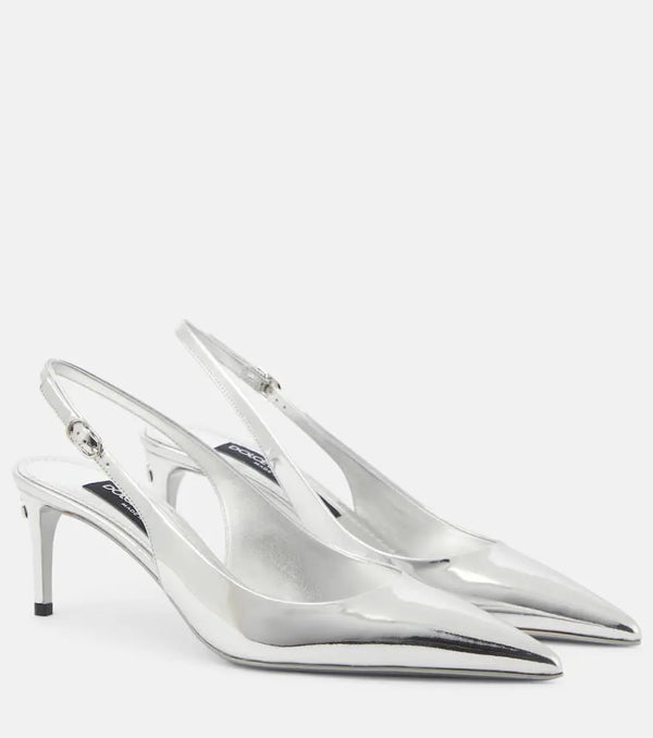 Dolce & Gabbana Metallic leather slingback pumps | LYBSTORE