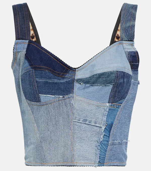 Dolce & Gabbana Patchwork denim bustier | LYBSTORE