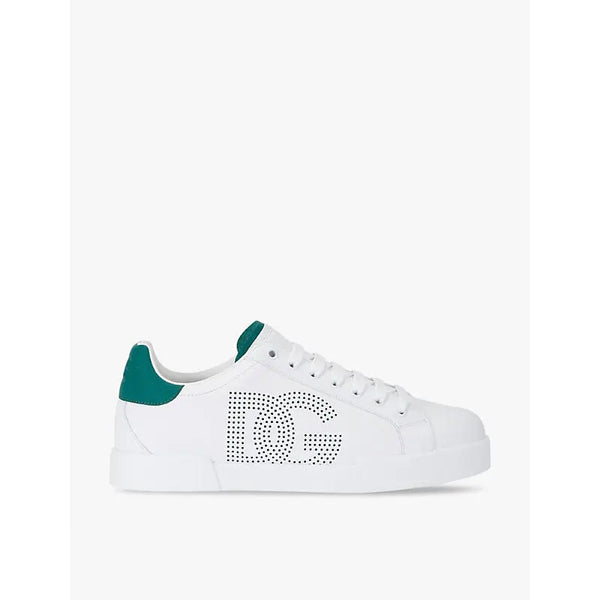 Dolce & Gabbana Perforated-logo lace-up leather low-top trainers | Dolce & Gabbana