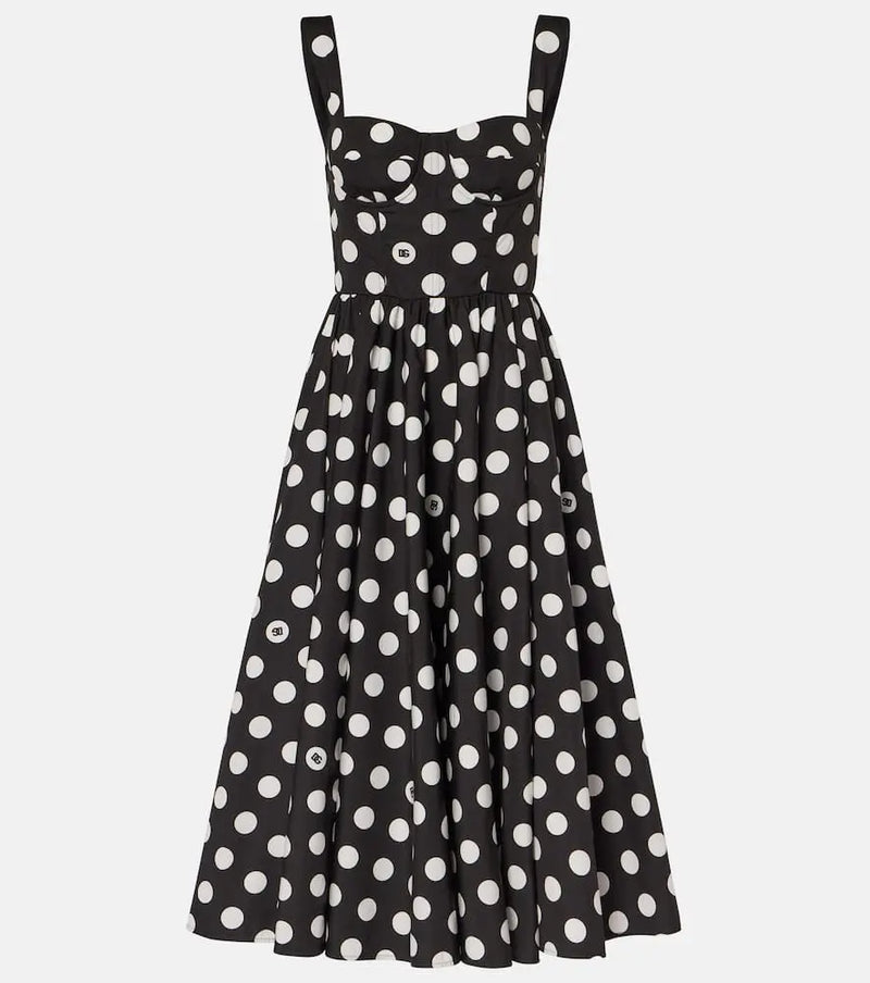 Dolce & Gabbana Polka-dot cotton poplin corset dress | LYBSTORE