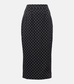 Dolce & Gabbana Polka-dot silk-blend charmeuse pencil skirt | LYBSTORE