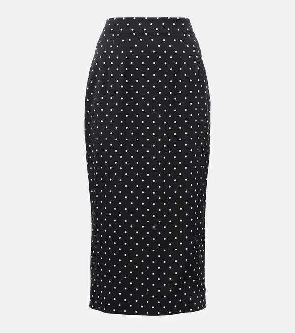 Dolce & Gabbana Polka-dot silk-blend charmeuse pencil skirt