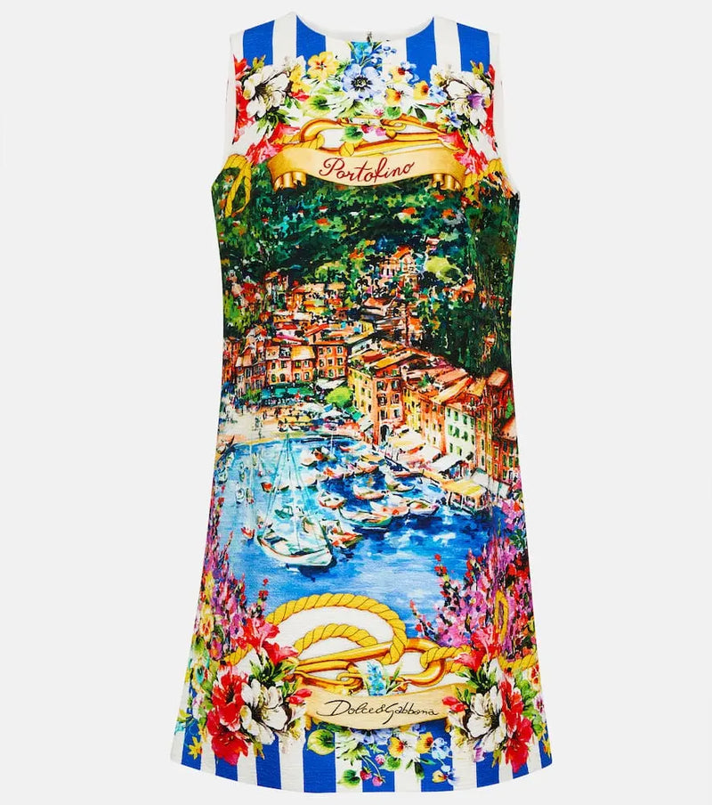 Dolce & Gabbana Portofino printed cotton minidress | LYBSTORE