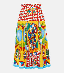 Dolce & Gabbana Printed pleated cotton midi skirt | LYBSTORE