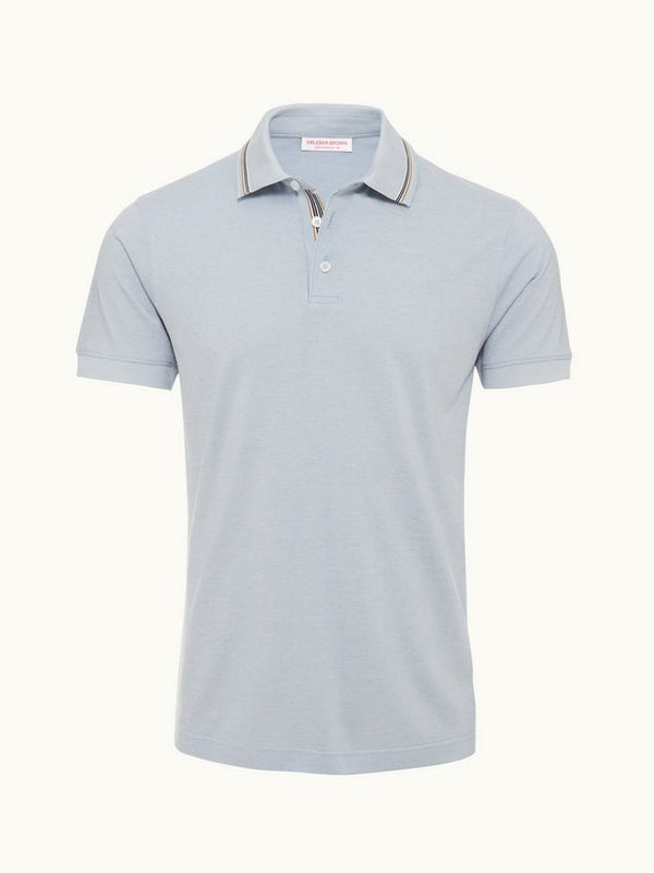 Dominic Tipping - Light Sky Pool Stripe Tipping Collar Classic Fit Polo Shirt