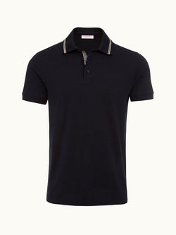 Dominic Tipping - Night Iris Stripe Tipping Collar Classic Fit Polo Shirt