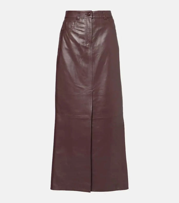 Dorothee Schumacher Sleek Statement leather midi skirt | LYBSTORE