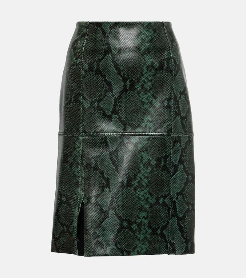 Dorothee Schumacher Urban Jungle snake-print leather midi skirt | LYBSTORE