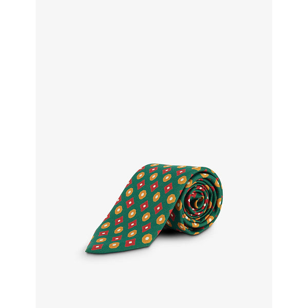 Drakes Diamond-print silk tie