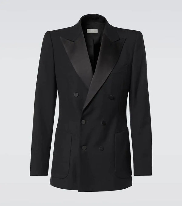 Dries Van Noten Double-breasted wool-blend tuxedo jacket