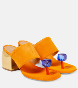 Dries Van Noten Embellished calf hair mules