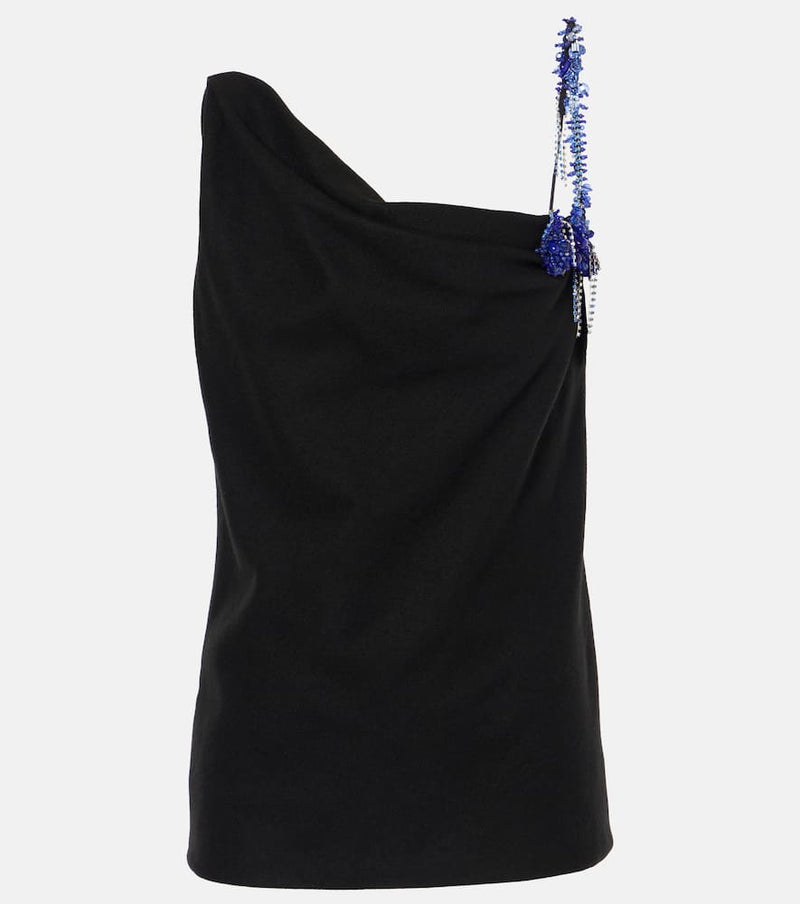 Dries Van Noten Embellished draped wool top