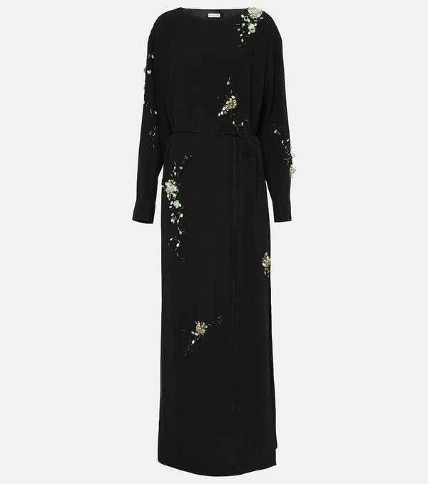 Dries Van Noten Embroidered crêpe satin gown | LYBSTORE